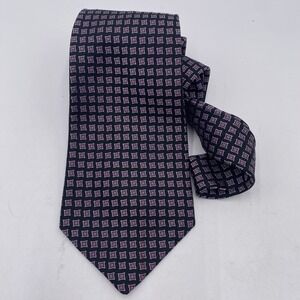 Polo Ralph Lauren 4x59 100% Silk Made USA Black Purple Geometric Preppy Classic